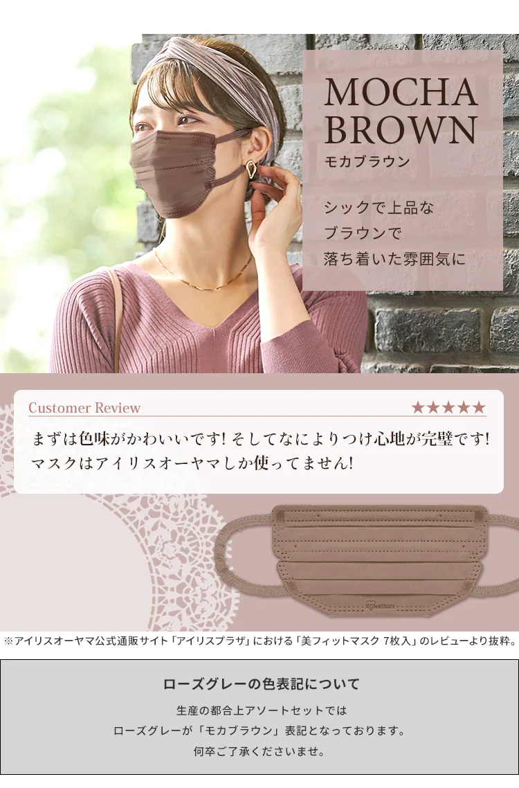 【30枚】 美フィット カラーマスク ふつうサイズ ローズグレー2