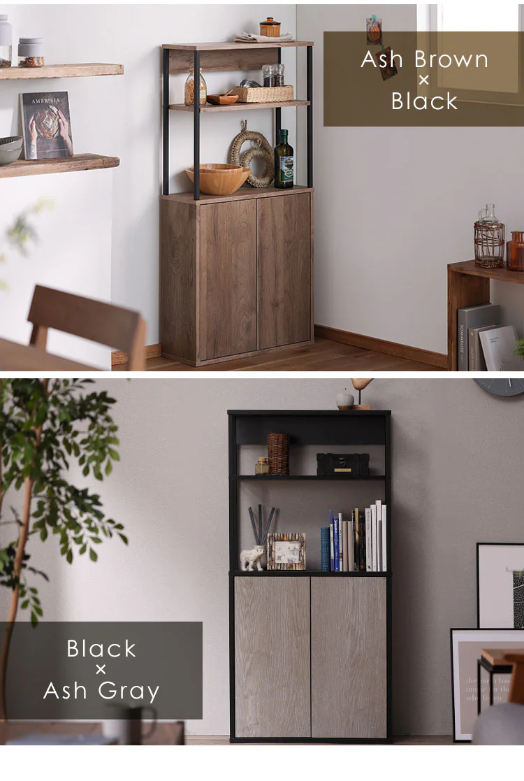 アイアンウッドキッチンキャビネット IWKC-590 ウォームホワイト/ライトナチュラル2