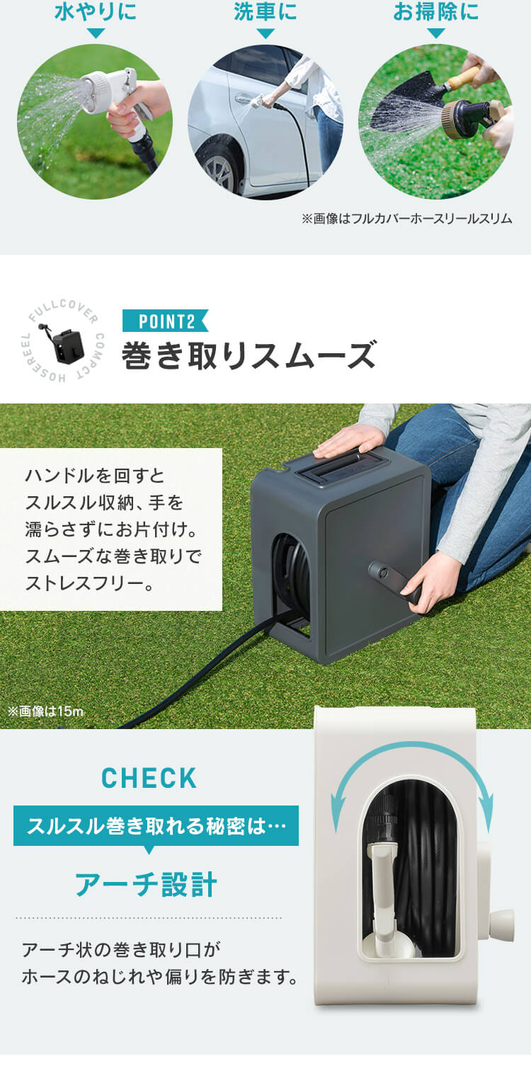 フルカバーコンパクトホースリール m Fch mp ホワイト G アイリスプラザ アイリスオーヤマ公式通販サイト