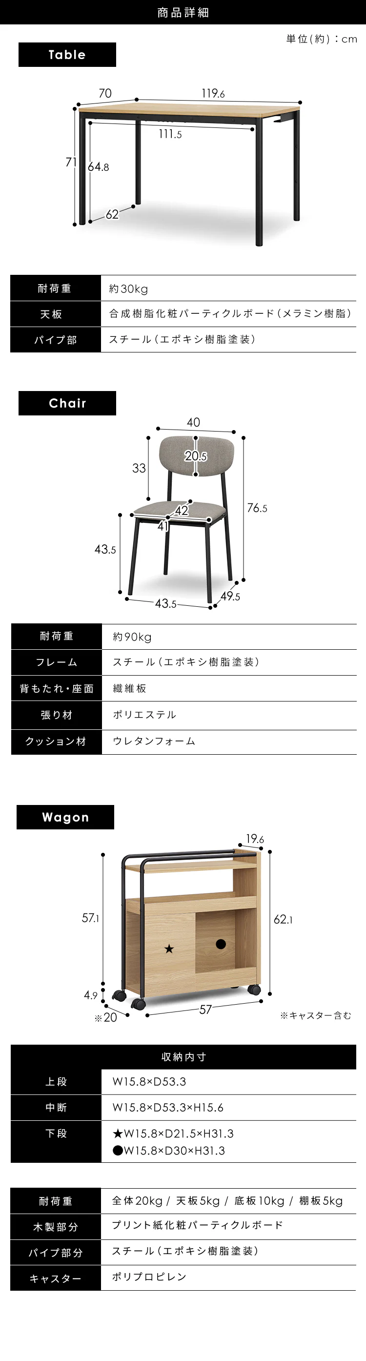 ダイニングテーブルセット ワゴン付き10