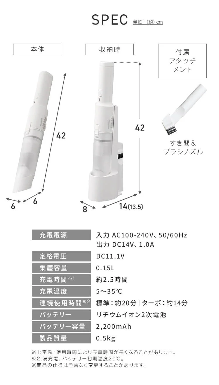 ハンディクリーナー 置くだけで充電 サイクロン式 HCD-21-W ホワイト10
