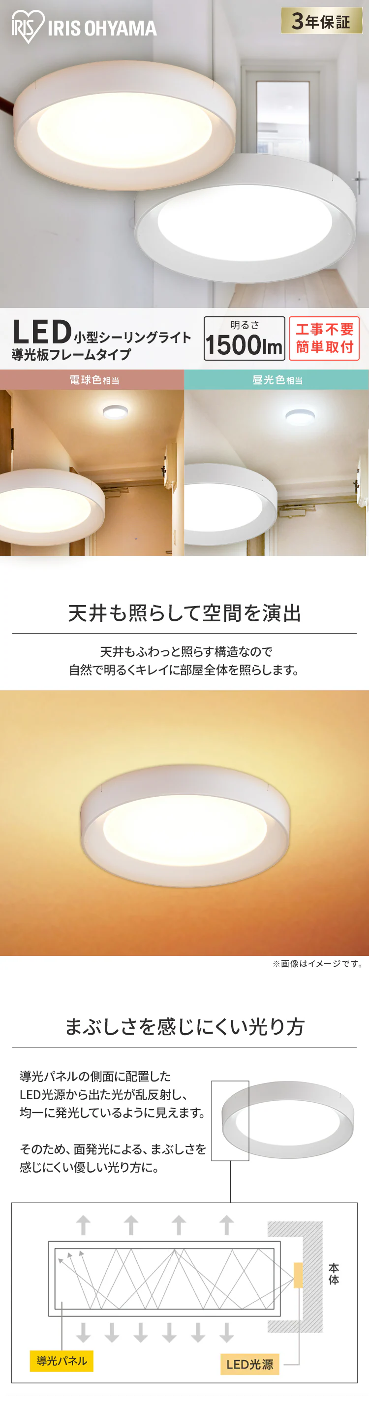 パネルライト フレームタイプ 小型 LED 1500lm 昼光色 玄関 廊下 キッチン 洗面所 クローゼット トイレ 物置 照明 SCL150D-DU ホワイト0