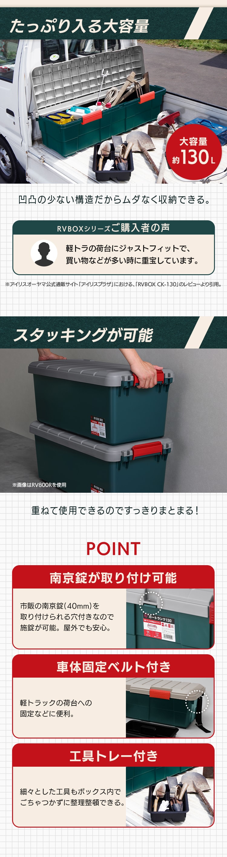 工具ケース 収納ボックス カートランク CK-130 グレー/ダークグリーン3