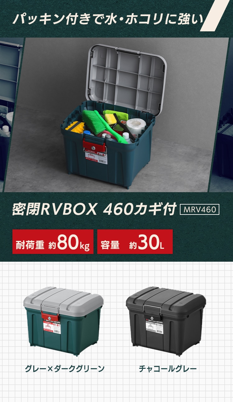 新品 密閉RVBOX460 カギ付き MRV460 グレー/ダークグリーン 298127 アルバム・スクラップ