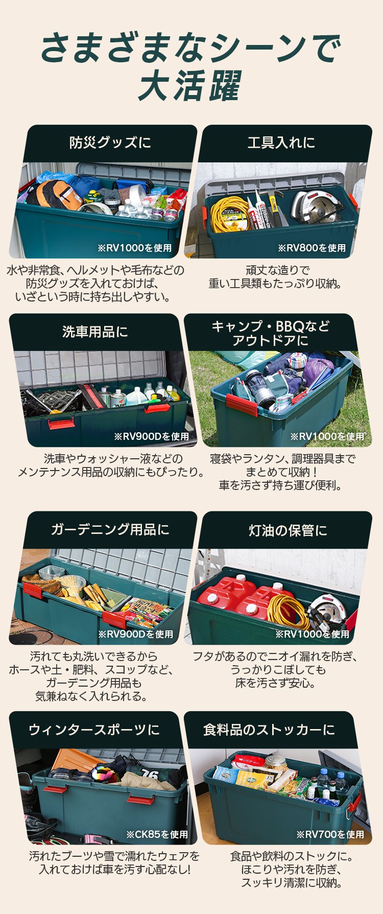  密閉RVBOX460 カギ付き MRV460 グレー/ダークグリーン2