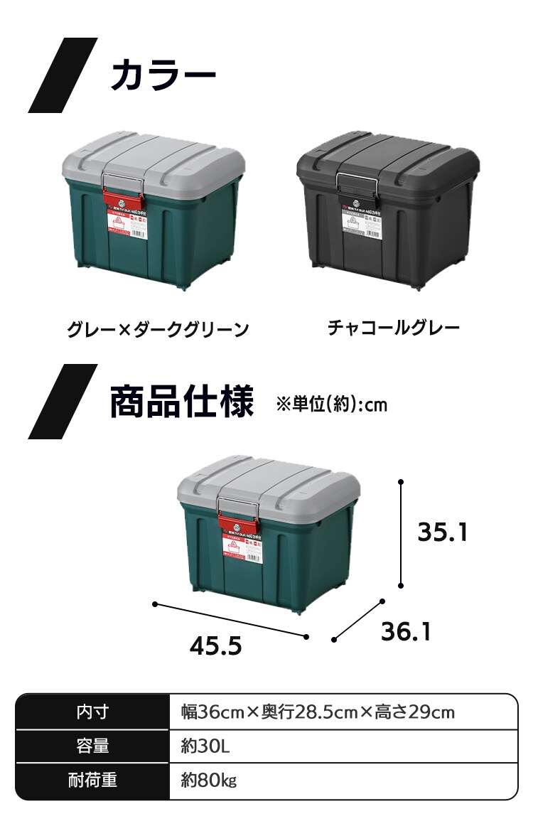 密閉RVBOX460 カギ付き MRV460 グレー/ダークグリーン6