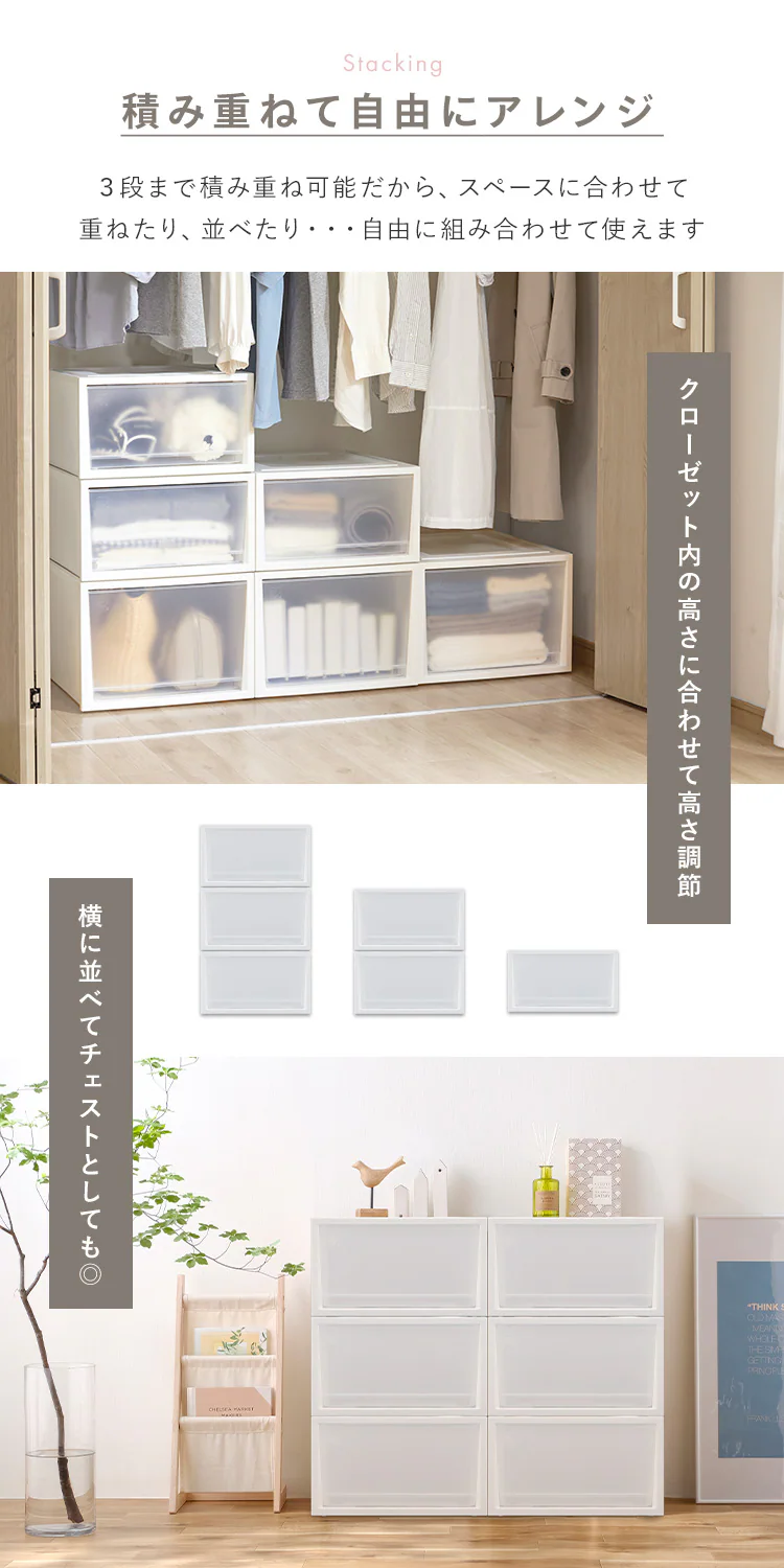ネスティングボックスチェスト 3個セット NSBC-500 ホワイト/クリア1