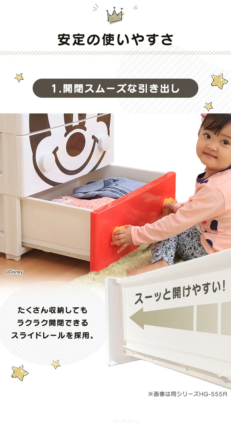 キッズ チェスト 4段 収納ケース ミッキー NHG-W554 2