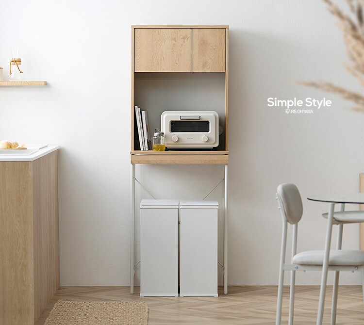 ゴミ箱上ラック スライド棚付 LGUR-595S ナチュラル／グレー0