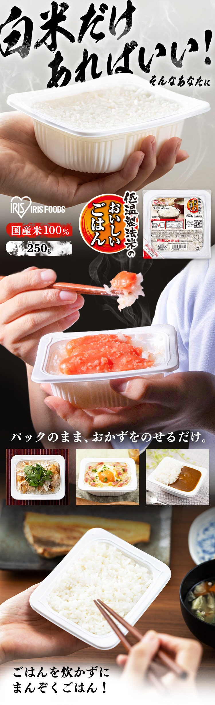 低温製法米のおいしいごはん 国産米100% 角型 250g×48P0