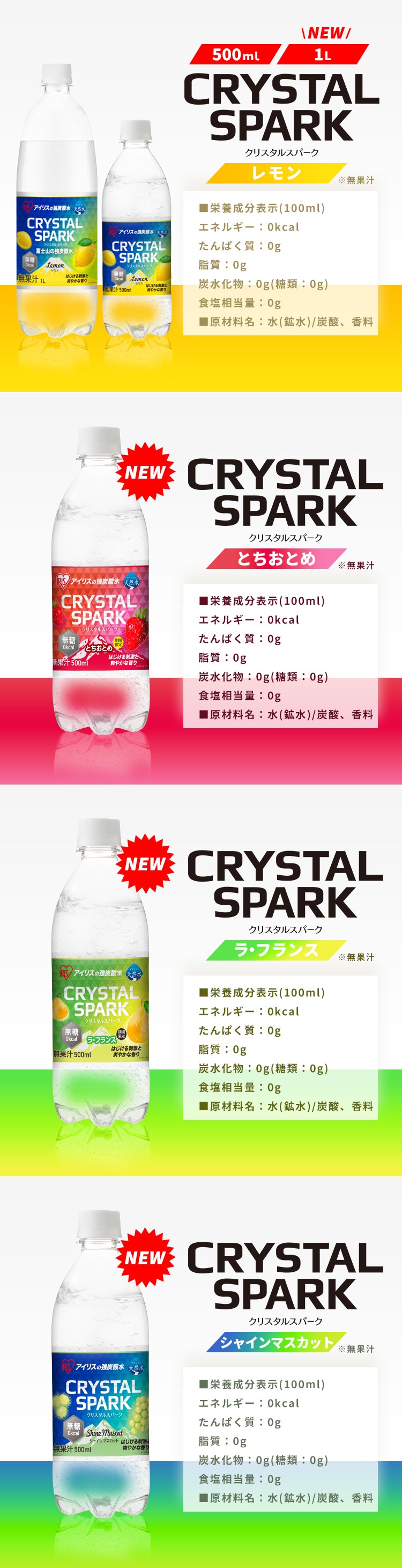 CRYSTAL SPARK クリスタルスパーク 1L×12本 レモン3