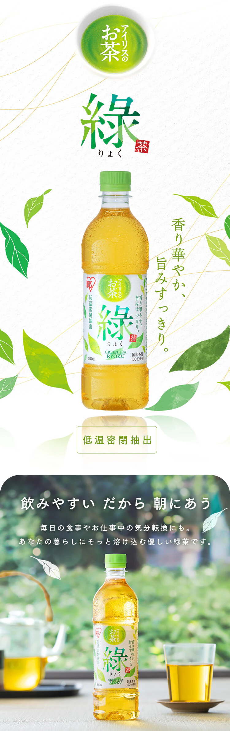アイリスのお茶 ?香iりょく)緑茶 500ml×48本 国産茶葉100%使用0