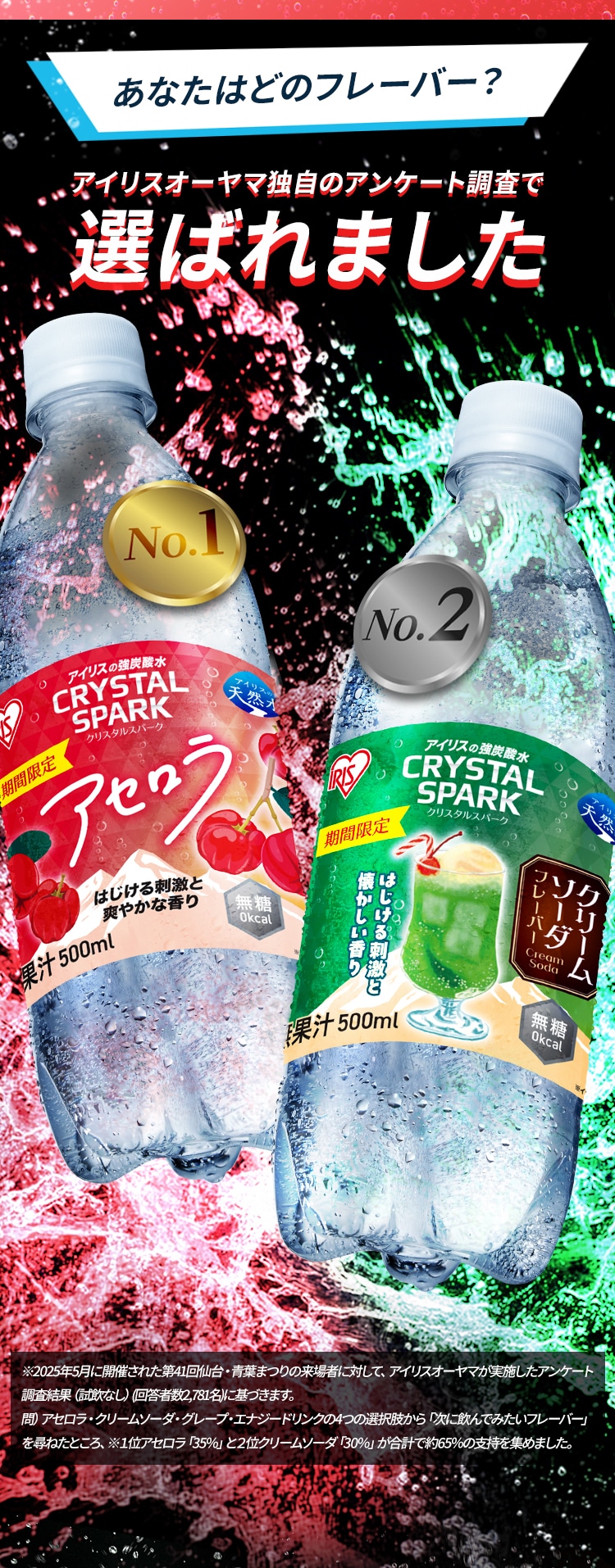 <<組み合わせが選べる強炭酸水>>CRYSTAL SPARK  500ml×48本 プレーン×プレーン2