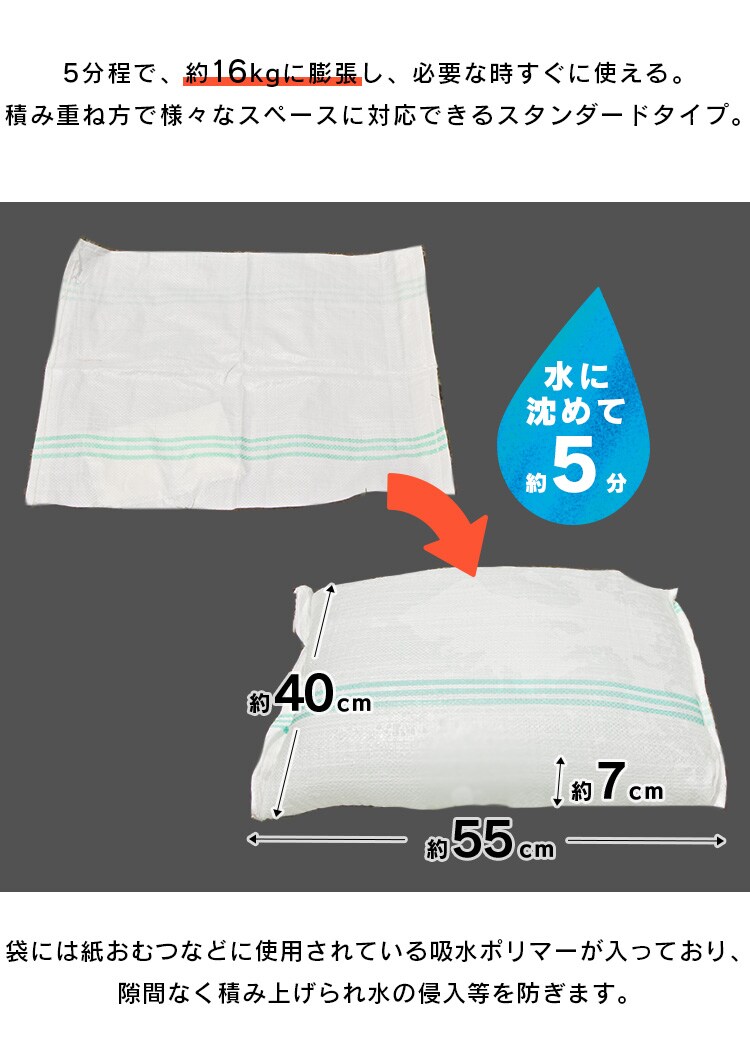 緊急簡易土のう スタンダードタイプ 10枚入り H-DNW-52