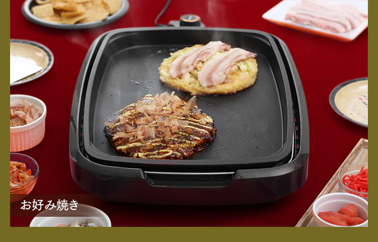 ホットプレート 網焼き風 3枚 APA-137-B ブラック (焼肉/平面/たこ焼き 24穴)12