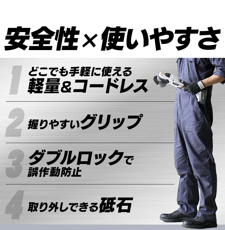 ディスクグラインダー 研磨 切断 18V 充電式 バッテリー付き JDG1005
