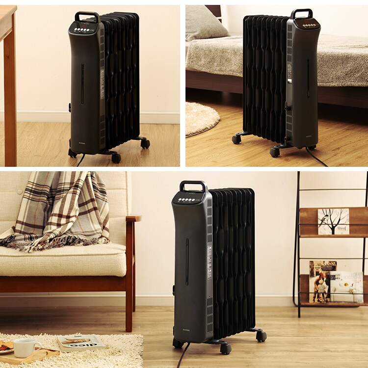 ウェーブ型オイルヒーター マイコン式 24h入切タイマー付 ブラック KIWHD-1210M-B1