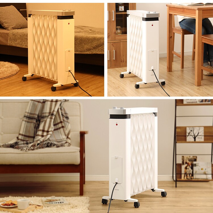 オイルヒーター 8畳 ウェーブフィン タオルハンガー付 KIWHH-1212D-W1