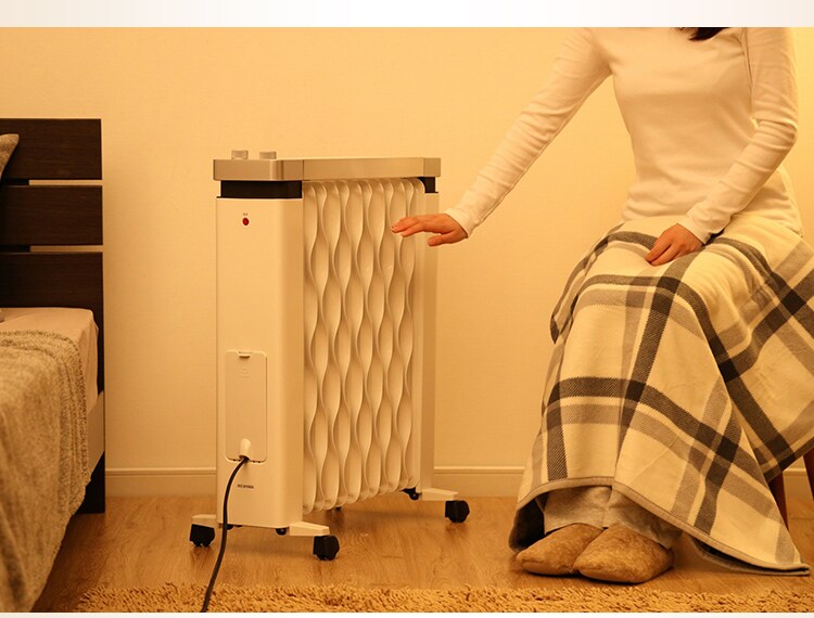 オイルヒーター 8畳 ウェーブフィン タオルハンガー付 KIWHH-1212D-W19