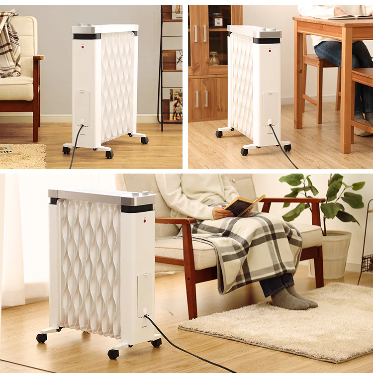 【訳あり】ウェーブ型オイルヒーター メカ式 タオルハンガー付 ホワイト IWHH-1212D-W1