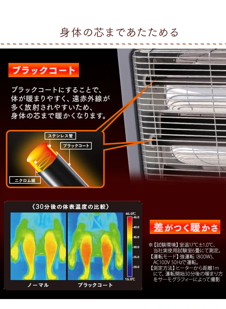 電気ストーブ 遠赤外線 コンパクト ブラックコート 2段階調節 IEHDB-800-P ピンク3