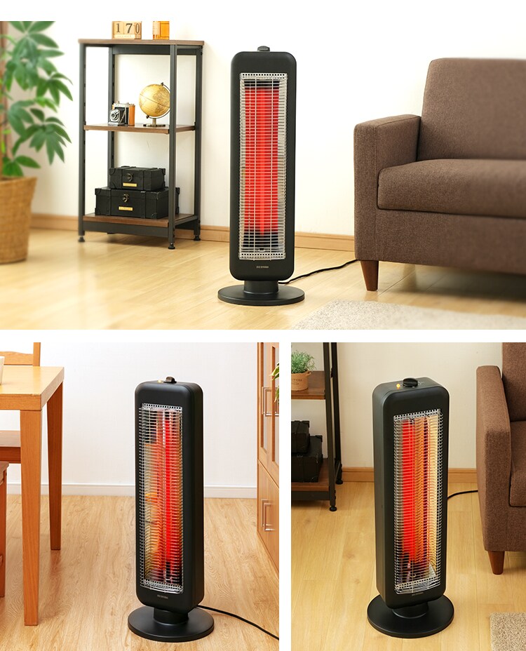 ストーブ 遠赤外線 2段階調節 左右首振り KIESB-S900 900W ブラックコート 縦型1