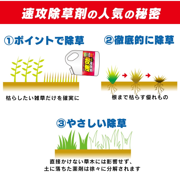 【完売品】【4個セット】 除草剤 2L ストレートタイプ 速攻強力 SJS−2L白1