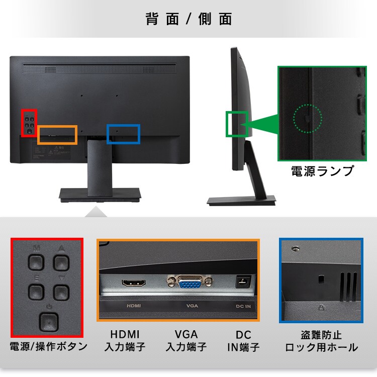 【訳あり】液晶ディスプレイ 21.5インチ ブラック ILD-A21FHD-B13
