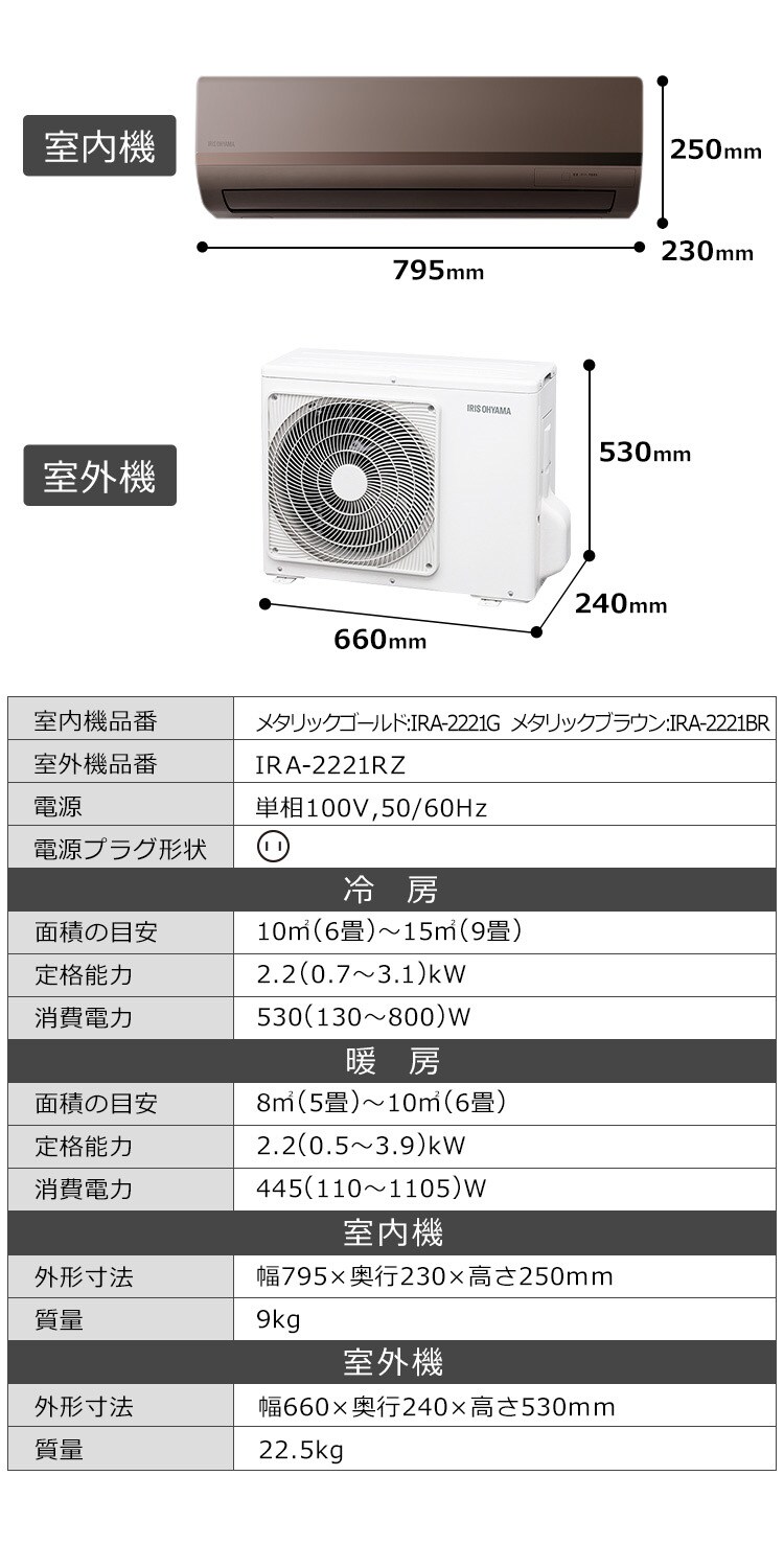 【訳あり】ルームエアコン2.2kW（スタンダード） IHF-2205G（室内機） IHR-2205G（室外機）ホワイト 6畳5