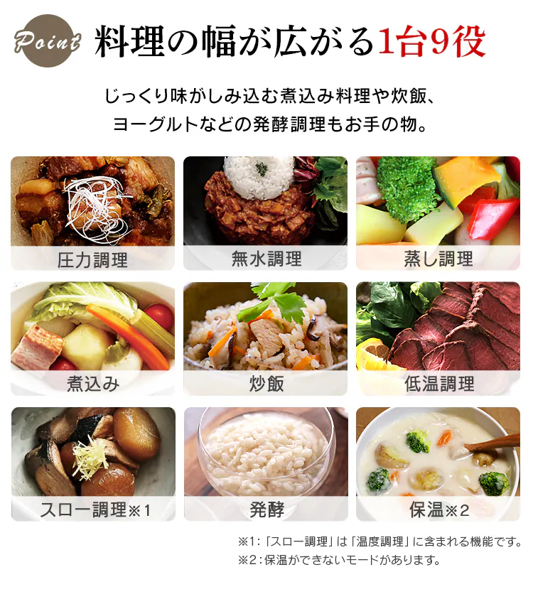 1台7役で様々な調理が可能
