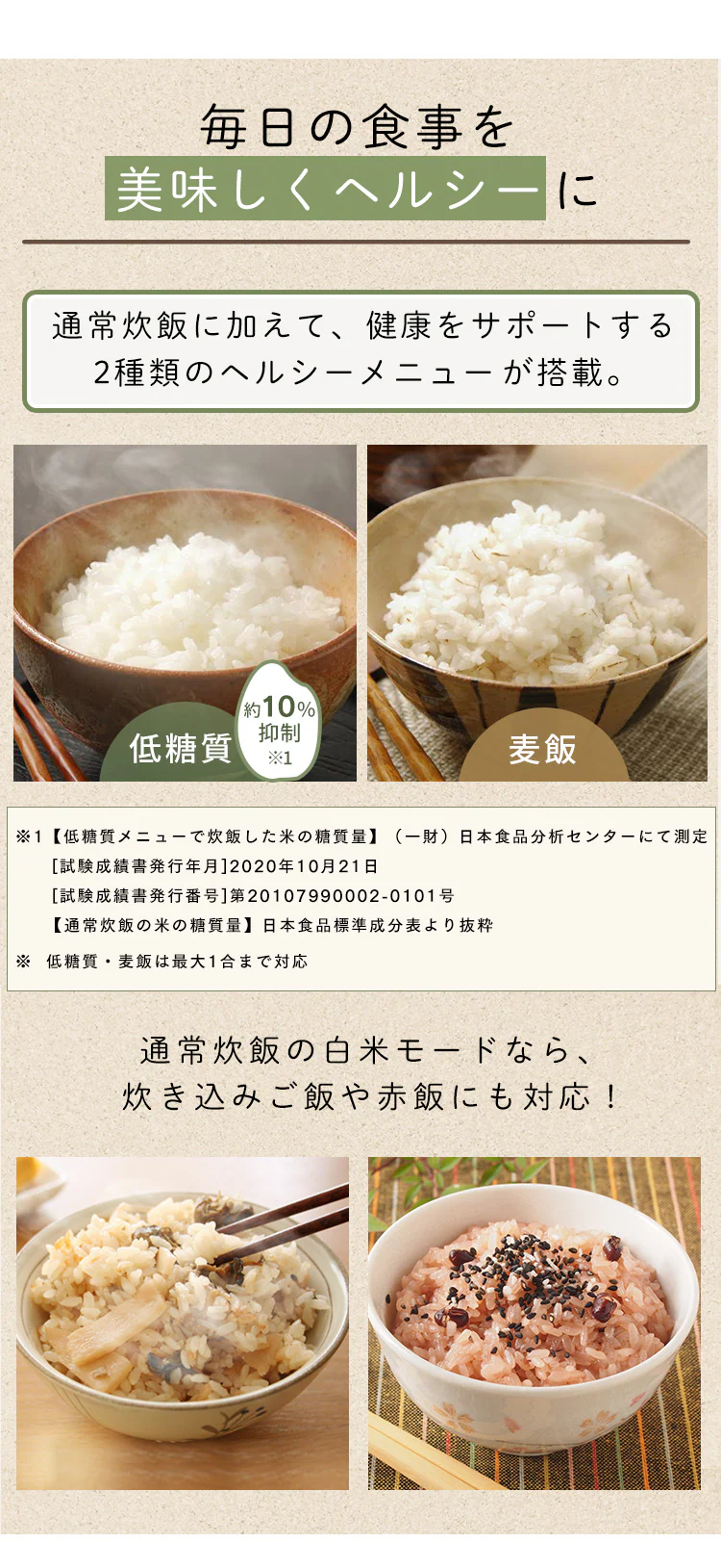炊飯器 マイコン式 1.5合炊き RC-MF15-W 糖質抑制 3