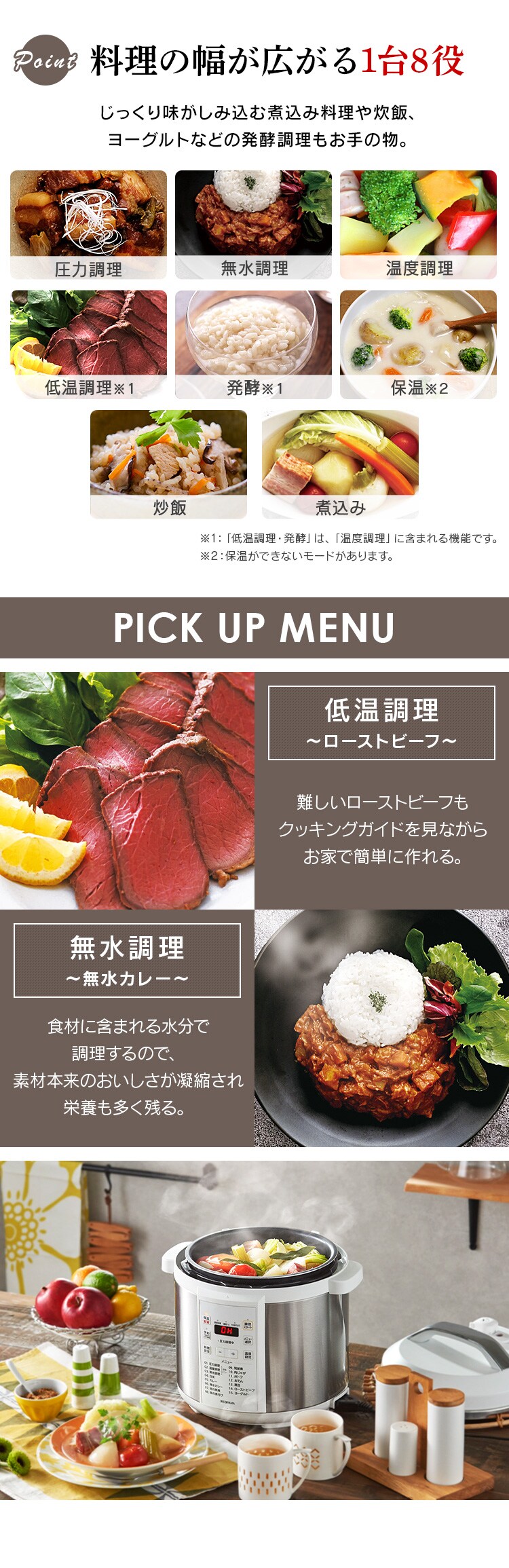 電気圧力鍋 6.0L PC-EMA6-W ホワイト H517033F│アイリスプラザ│アイリスオーヤマ公式通販サイト