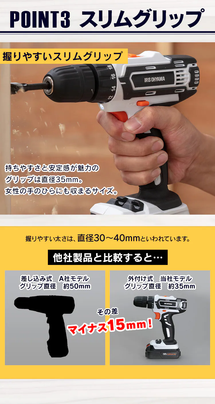 電動ドライバー 18V 充電式 バッテリー付き JCD255