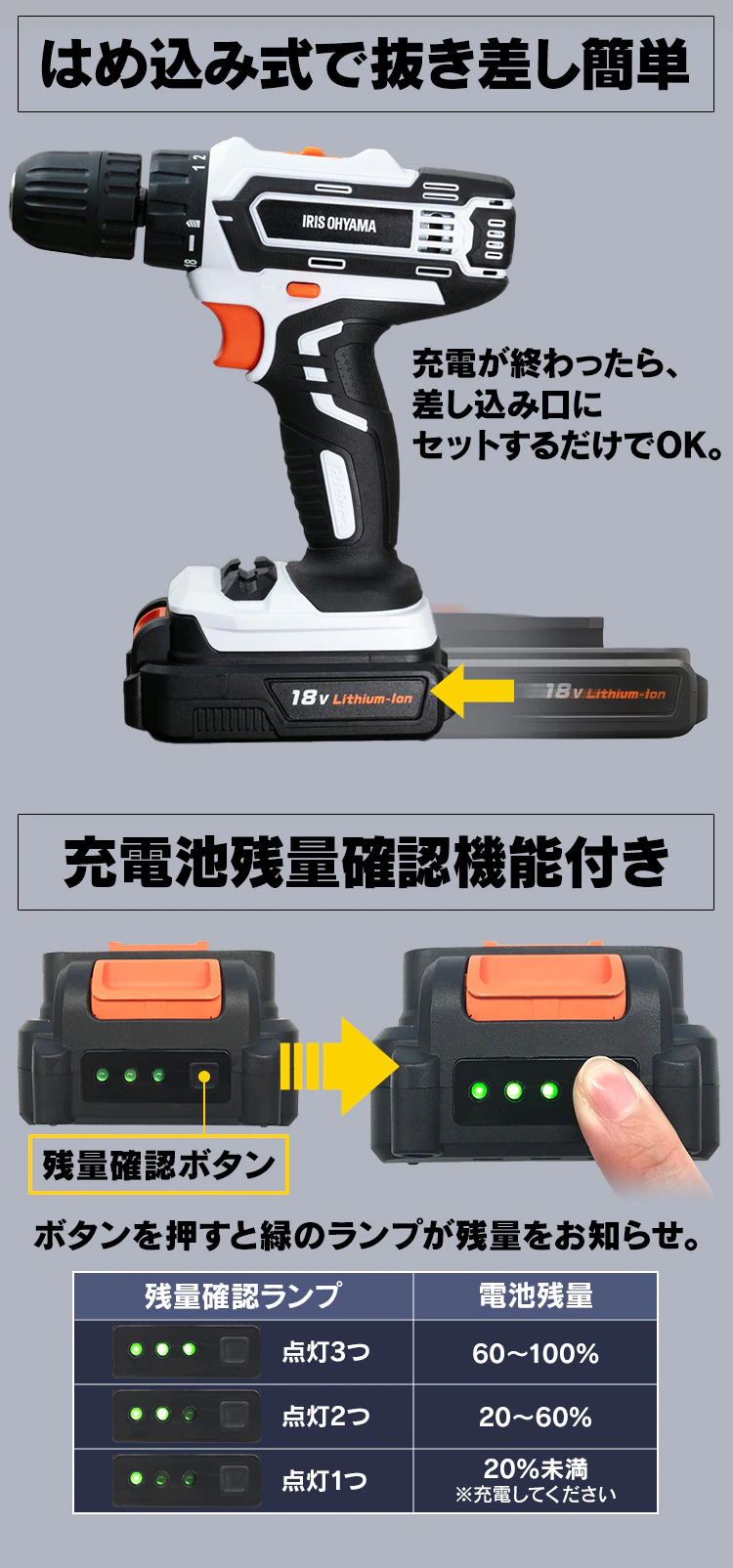 電動ドライバー 18V 充電式 バッテリー付き JCD2510