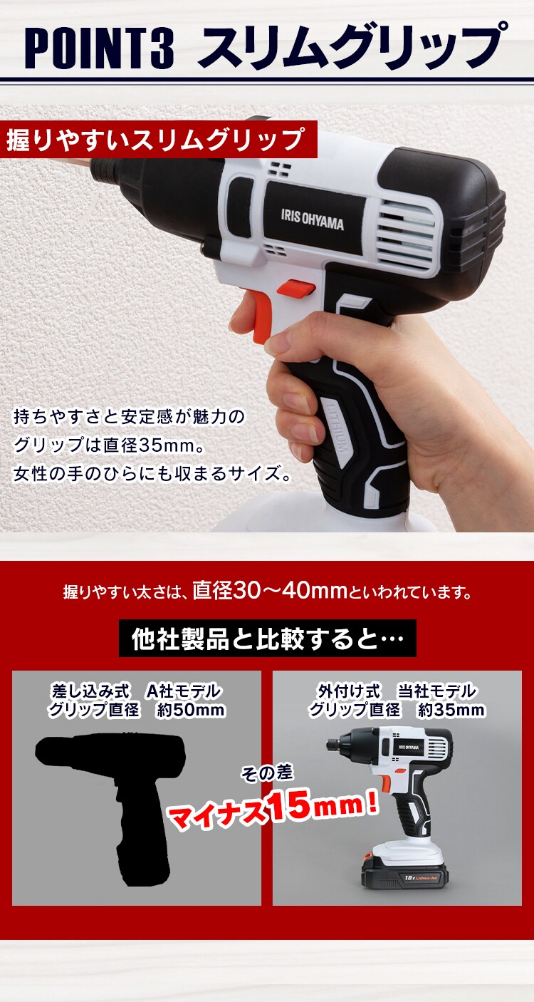  インパクトドライバー 18V 充電式 バッテリー2個付き JID1605