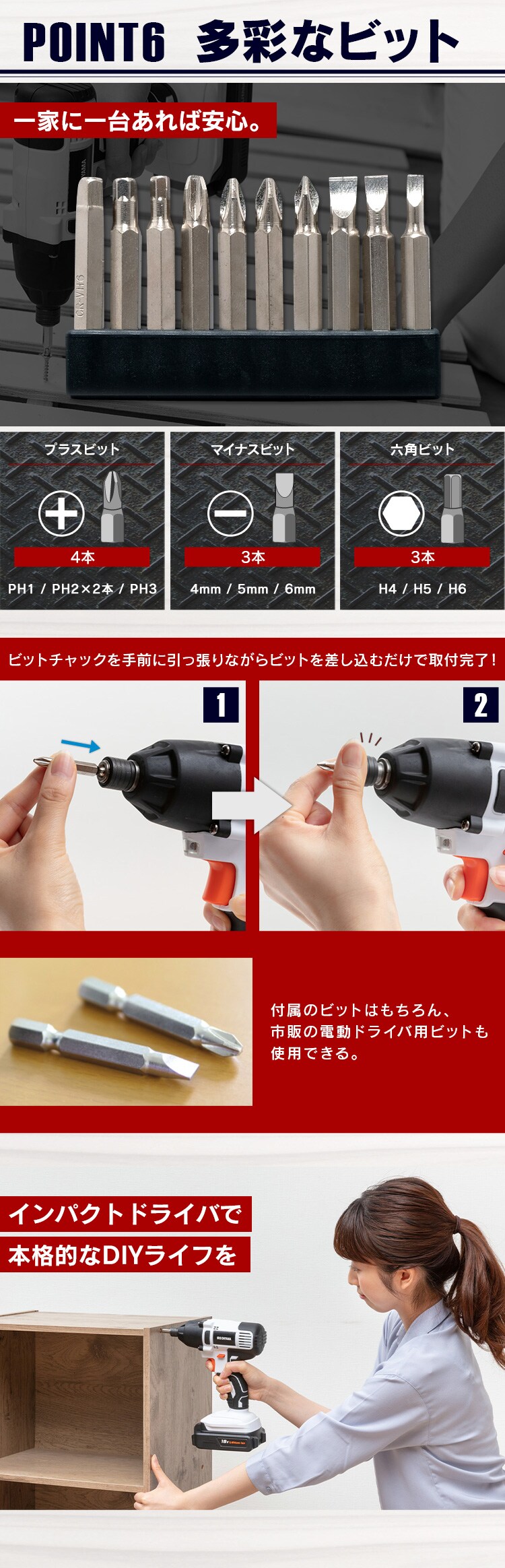  インパクトドライバー 18V 充電式 バッテリー2個付き JID1608