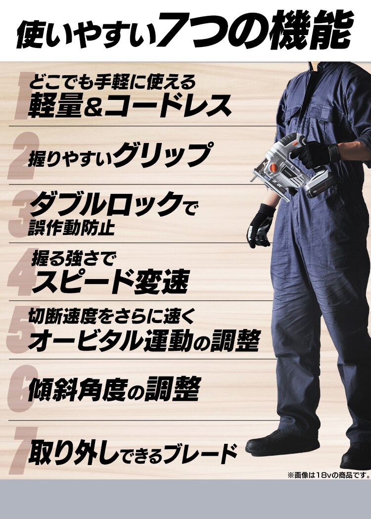  電動ノコギリ 糸のこ ジグソー 10.8V 充電式 バッテリー付き JJS1015