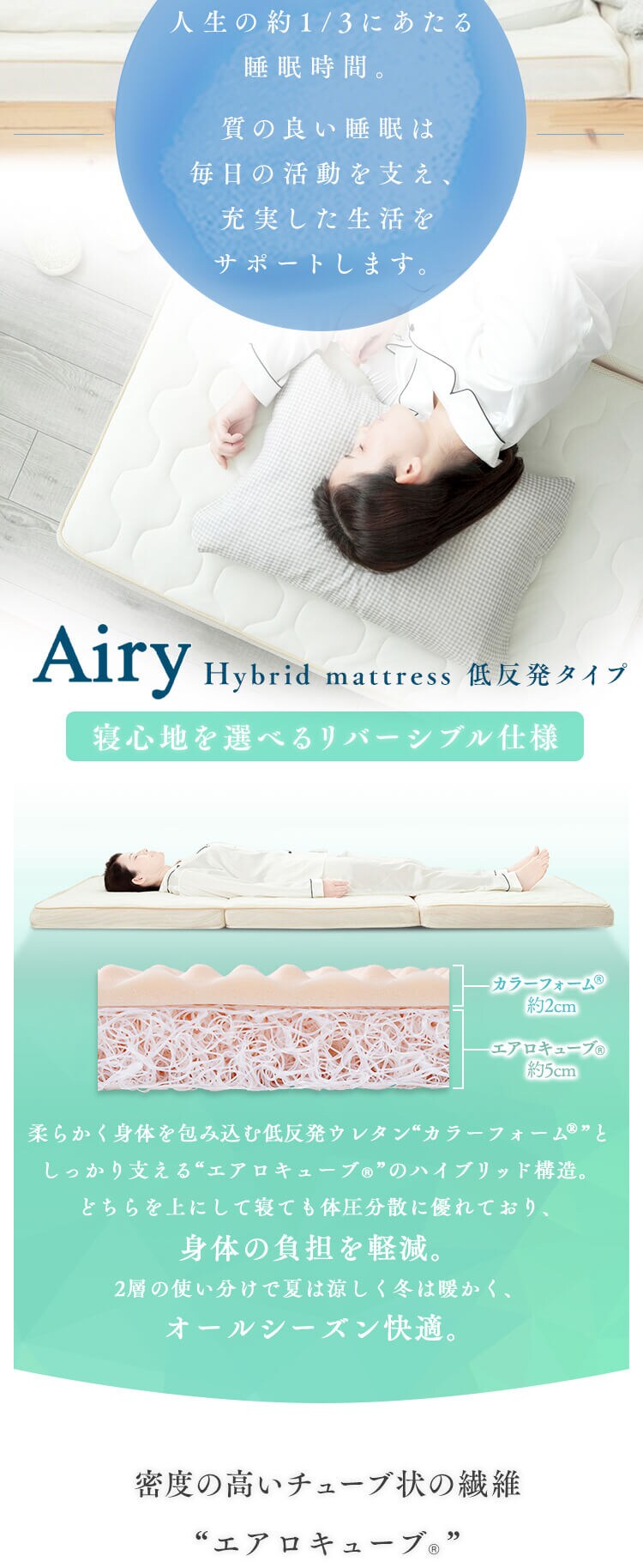 エアリーハイブリッドマットレス 低反発タイプHBT80-S シングル 敷パッド+着る毛布 1908454 │アイリスプラザ│アイリスオーヤマ 公式通販サイト