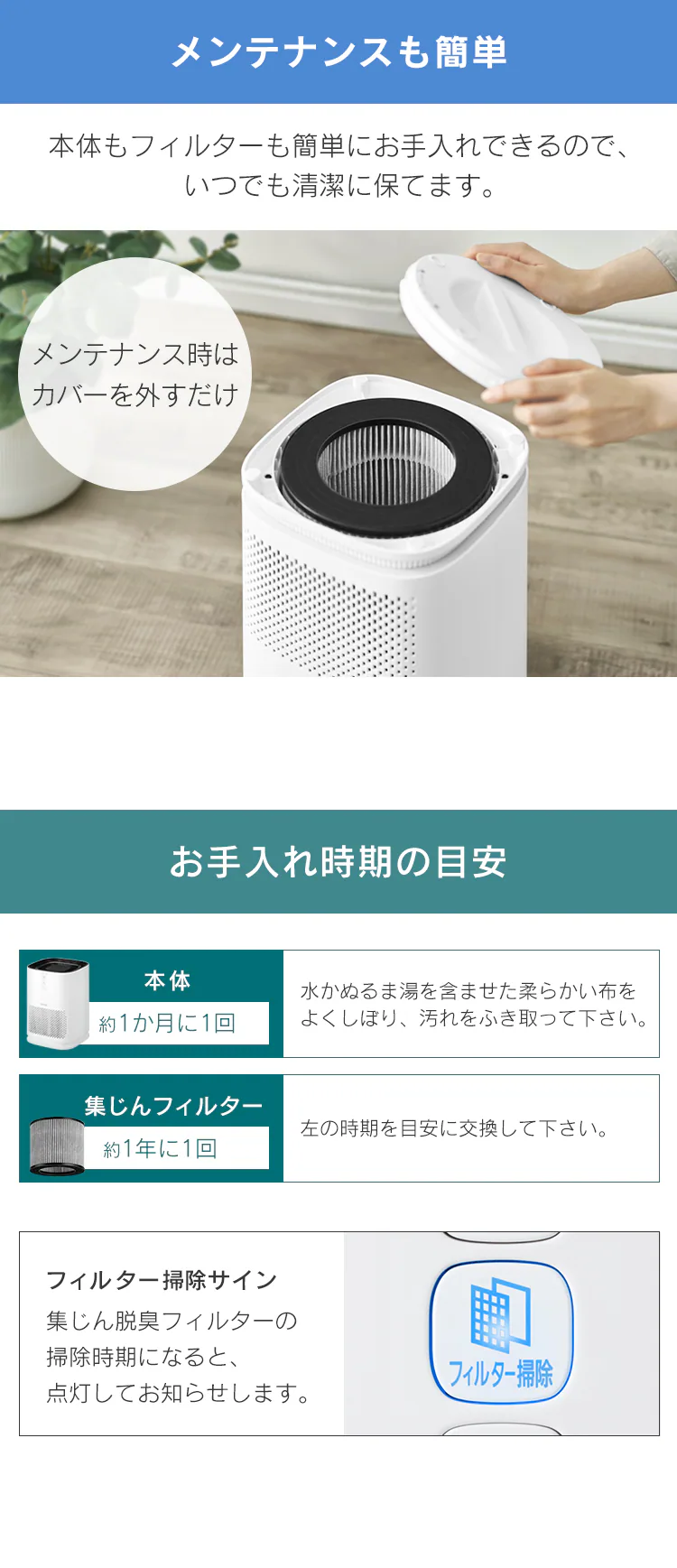 空気清浄機 10畳 小型 風量3段階  インテリアライト お手入れ簡単 IAP-A25-W ホワイト7