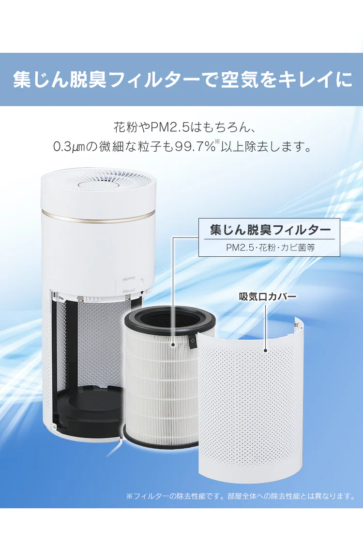 空気清浄機 28畳 風量5段階 自動モード ほこりセンサー IAP-A85-W ホワイト5
