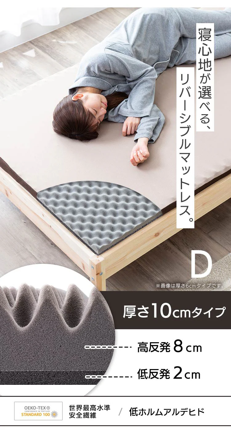 マットレス ダブル 低反発&高反発 厚さ10cm ウレタン MAKT10-D1