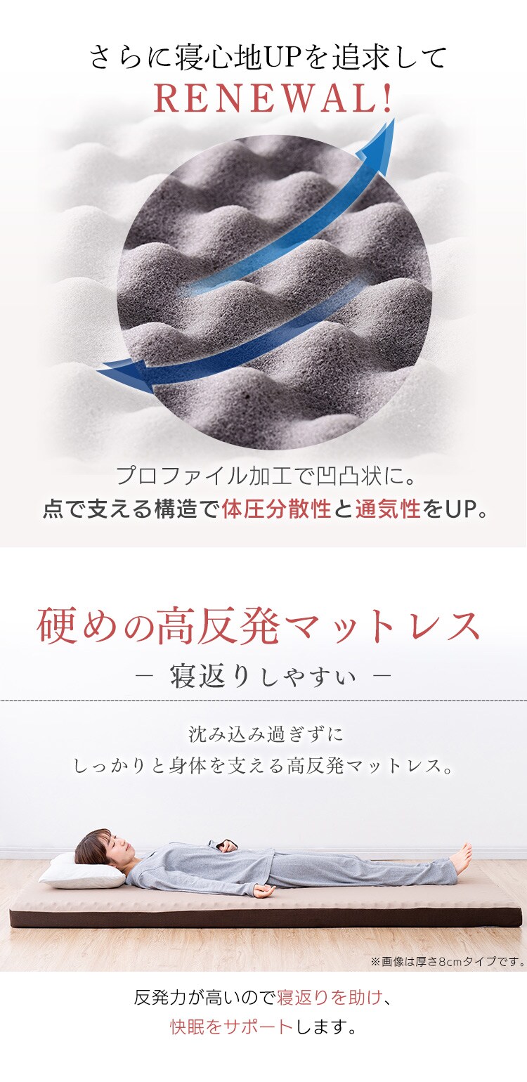 アイリスオーヤマ 高反発マットレス シングル 厚さ4cm しっかり硬め147N 復元率99% 通気性 優れた体圧分散性 圧縮梱包でお届け MAK