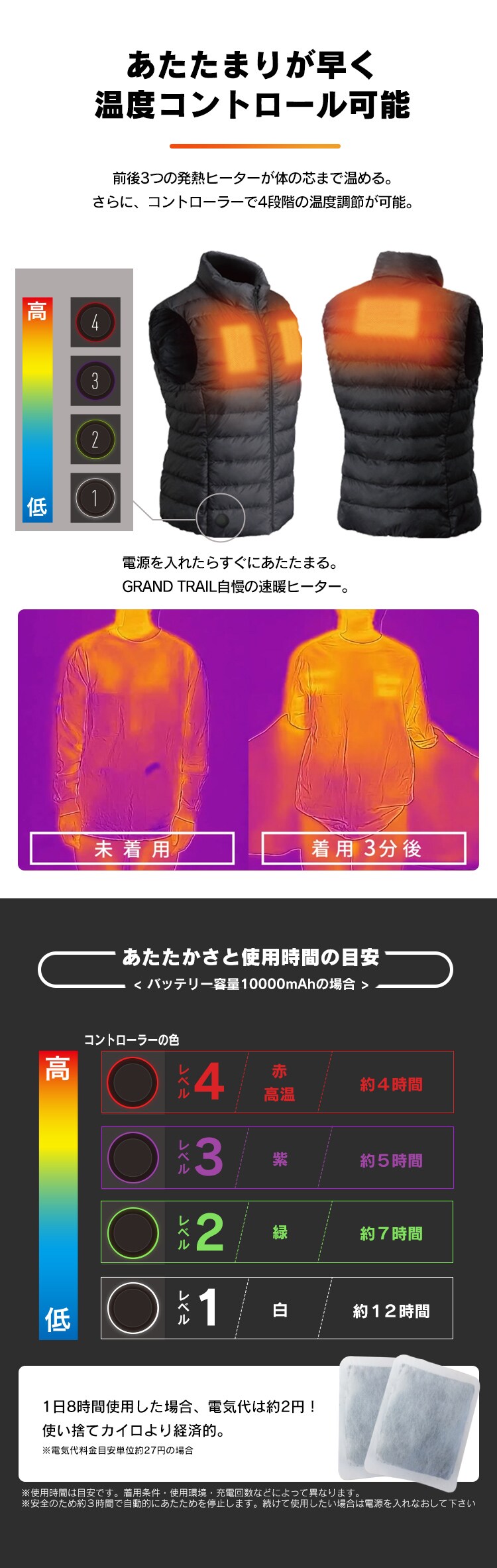 ヒートウェアメンズインナーベスト HW-01M 全2色4