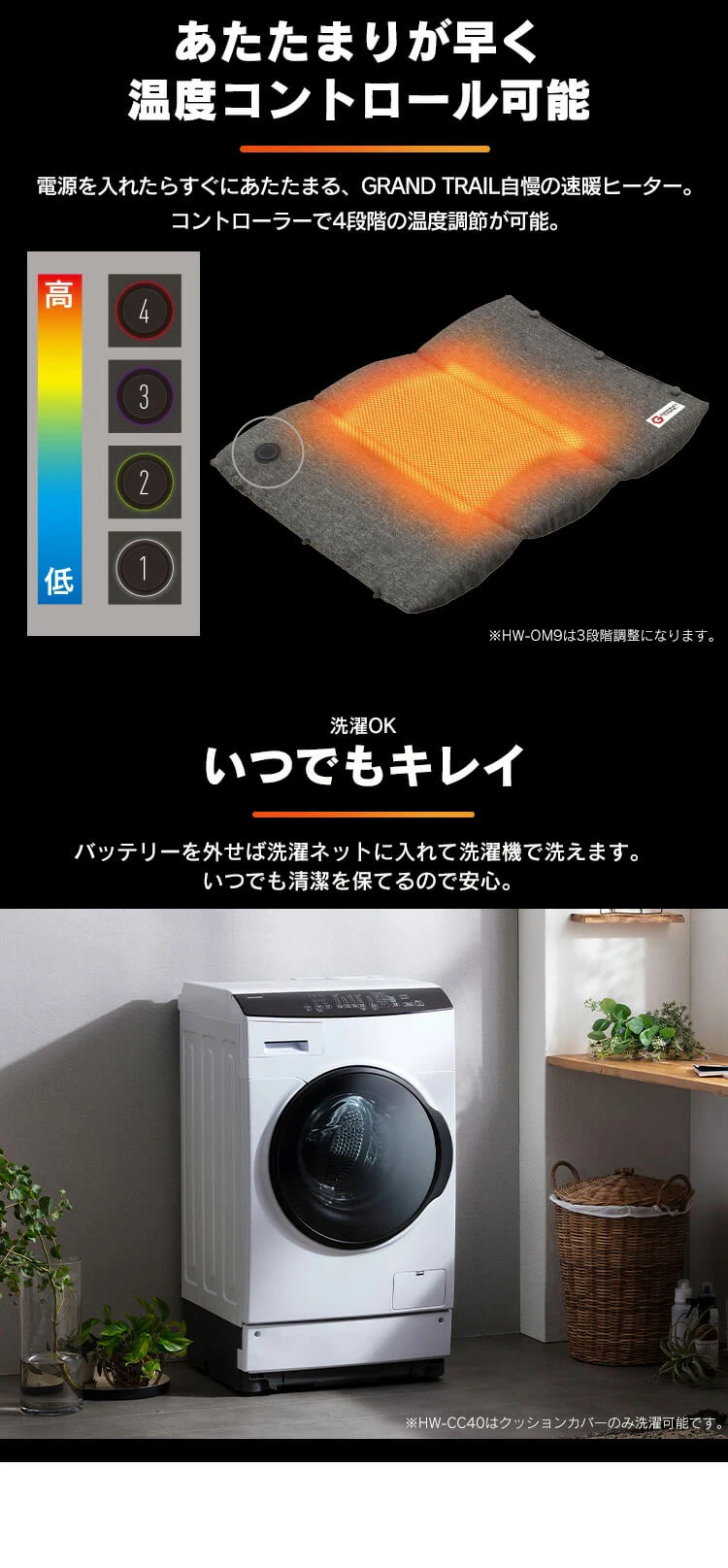 【訳アリ】アウトドア3wayヒートクッション HW-O3W-H グレー 1