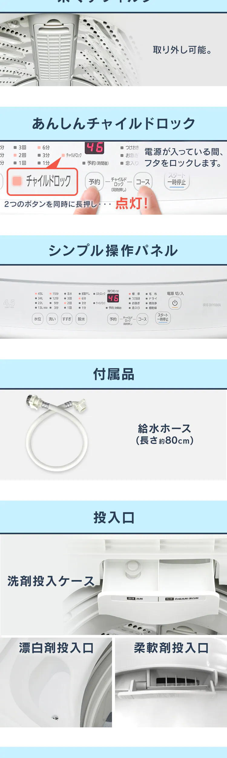 洗濯機 4.5kg 部屋干し時間短縮モード 一人暮らし IAW-T4514