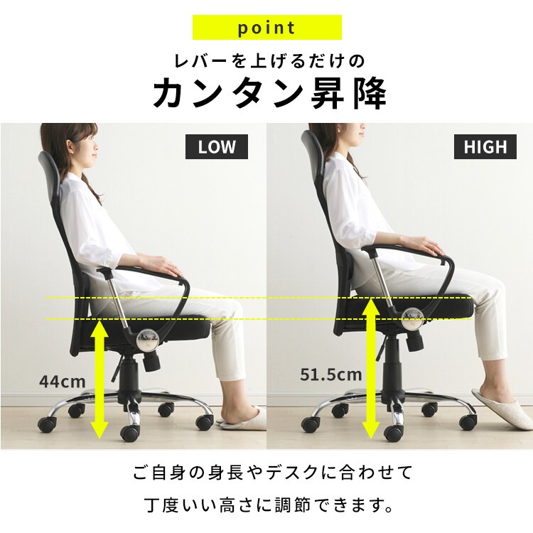 椅子 チェア アームレスト付き メッシュ ハイバック OFC-MBH ネイビー7