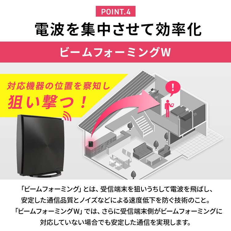 Wi-Fiルーター WN-DAX1800GR-IR ブラック7