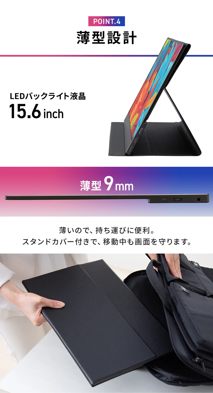 【訳あり】ポータブルモニター 15.6インチ スタンドカバー付き LUCA ILD-A1616MS-B5