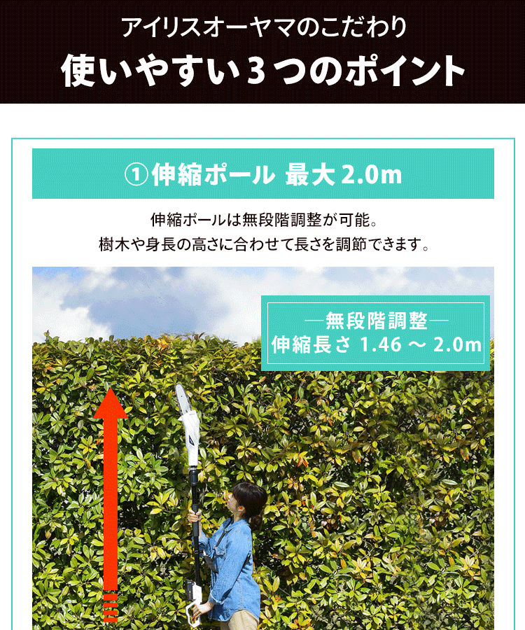 充電式ポールチェーンソー 18V 【バッテリー付き】JPC15183