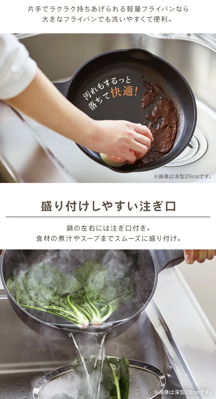 フライパン 26cm ガス火専用 軽量 GVL-F26 4
